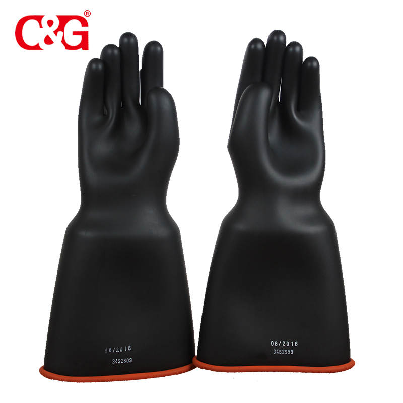 Insulating rubber protective class 2 electrical gloves